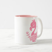 Tasse 2 Couleurs Flamant rose rose avec design floral (Devant droit)