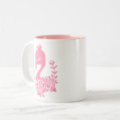 Tasse 2 Couleurs Flamant rose rose avec design floral (Devant gauche)