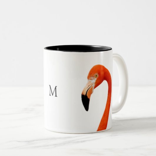 Tasse 2 Couleurs Flamant rose rose et monogramme (Devant droit)
