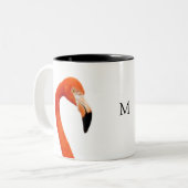 Tasse 2 Couleurs Flamant rose rose et monogramme (Devant gauche)