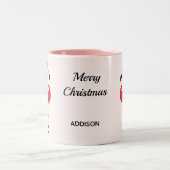 Tasse 2 Couleurs Flamant rose rose Père Noël Nom animal Noël (Centre)