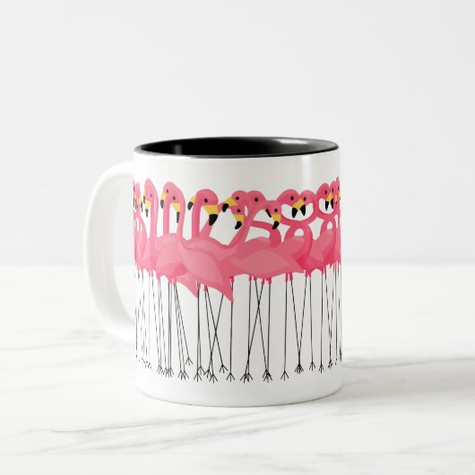 Tasse 2 Couleurs Flamants roses à la mode (Devant gauche)