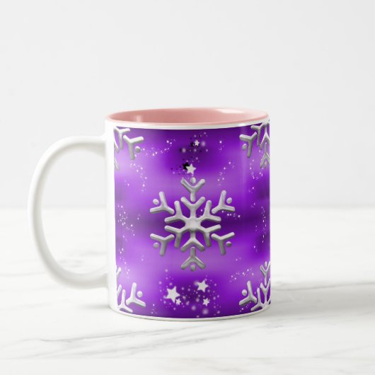 Tasse 2 Couleurs Flammes de neige en argent à Noël violet (Gauche)