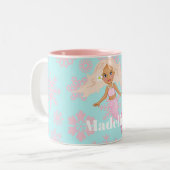 Tasse 2 Couleurs Flammes de Noël Pink Snowflakes Chocolat chaud (Devant gauche)