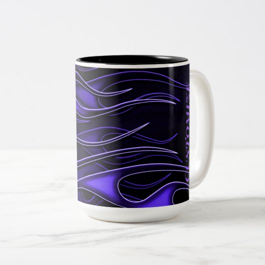 Tasse 2 Couleurs Flammes violettes personnalisées (Devant droit)