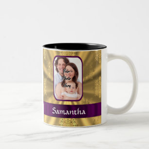 Tasse 2 Couleurs Flèche de neige dorée photo personnalisée
