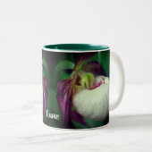 Tasse 2 Couleurs Fleur à chlipper blanche personnalisée (Devant droit)