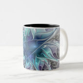 Tasse 2 Couleurs Fleur Abstraite Fractale Moderne Avec Bleu (Devant droit)