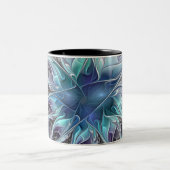 Tasse 2 Couleurs Fleur Abstraite Fractale Moderne Avec Bleu (Centre)