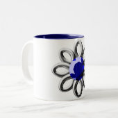 Tasse 2 Couleurs Fleur argentée en pierre bleue (Devant gauche)