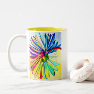 Tasse 2 Couleurs Fleur colorée de la gerbère arc-en-ciel