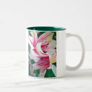 Tasse 2 Couleurs Fleur d'aquarelle de nénuphar blanc et rose