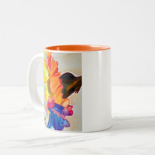 Tasse 2 Couleurs Fleur d'aquarelle Neon Carnation (Devant gauche)