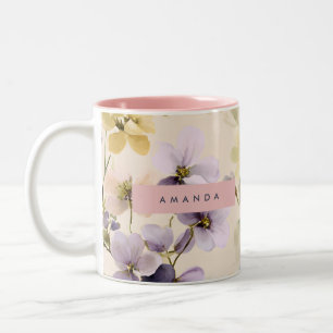 Tasse 2 Couleurs Fleur d'aquarelle Whimsical Pastel personnalisée