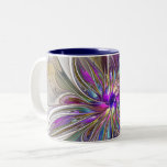 Tasse 2 Couleurs Fleur d'art Abstrait, énergique et coloré<br><div class="desc">Fleur d'imaginaire unique décorative. Conception pour votre tasse à café à deux tons et plus.</div>