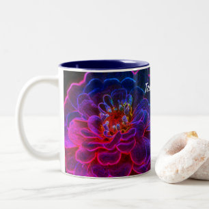 Tasse 2 Couleurs Fleur d'art Abstraite Zinnia personnalisée