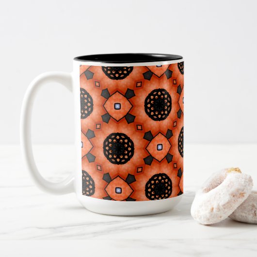 Tasse 2 Couleurs Fleur d'automne orange (Avec donut)