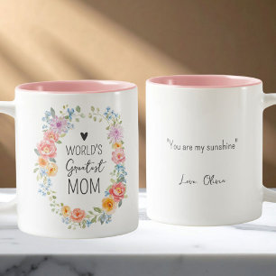 Tasse 2 Couleurs Fleur de citation personnalisée de la plus grande 