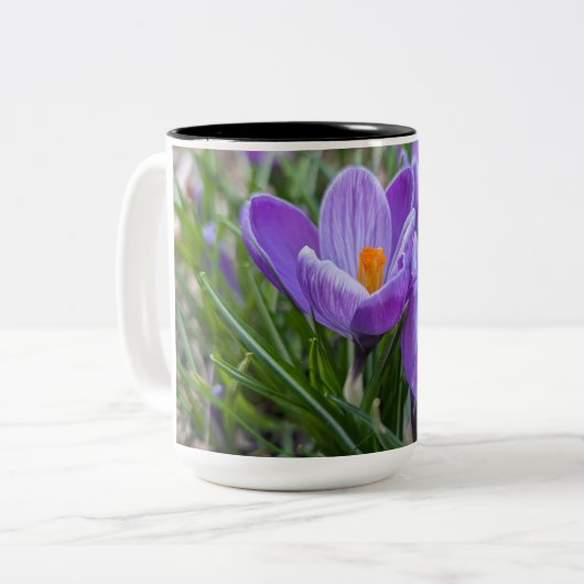 Tasse 2 Couleurs Fleur de Crocus Pourpre (Devant gauche)