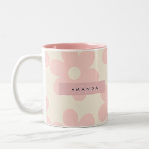 Tasse 2 Couleurs Fleur de Daisy Rose Douce Personnalisée