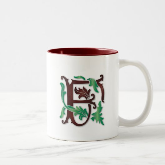 Tasse 2 Couleurs Fleur de lis F Monogramme (Droit)