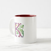 Tasse 2 Couleurs Fleur de lis K Monogramme (Devant gauche)