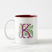 Tasse 2 Couleurs Fleur de lis K Monogramme (Gauche)