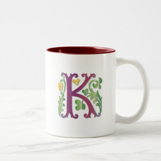 Tasse 2 Couleurs Fleur de lis K Monogramme (Droit)