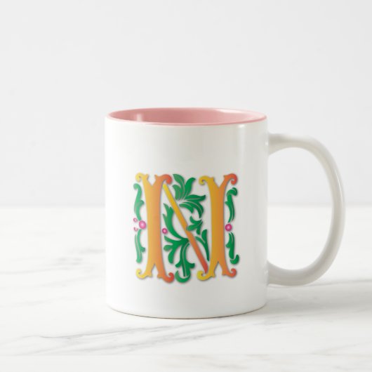 Tasse 2 Couleurs Fleur de lis N Monogramme (Droit)