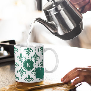 Tasse 2 Couleurs Fleur de lis vert et blanc motif sans soudure