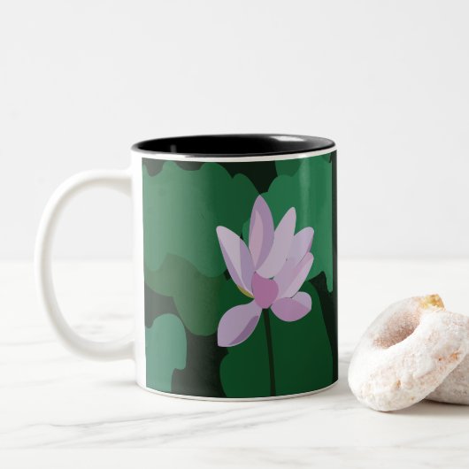 Tasse 2 Couleurs Fleur de Lotus Rose (Avec donut)