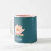 Tasse 2 Couleurs Fleur de Lotus rose Turquoise (Devant gauche)