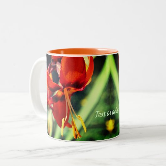Tasse 2 Couleurs Fleur de Lys orange fière personnalisée (Devant gauche)