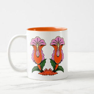 Tasse 2 Couleurs Fleur de lys stylisée rétro botanique