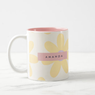Tasse 2 Couleurs Fleur de marguerite jaune rétro personnalisée