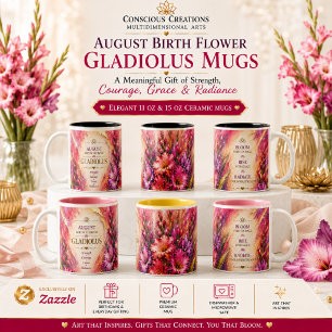 Tasse 2 Couleurs Fleur de naissance d'août • Résumés d'énergie • Or