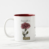 Tasse 2 Couleurs Fleur de naissance JANVIER Anniversaire (Gauche)