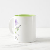 Tasse 2 Couleurs Fleur de Naissance Mois Février Nom Violet (Devant gauche)