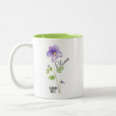 Tasse 2 Couleurs Fleur de Naissance Mois Février Nom Violet (Gauche)