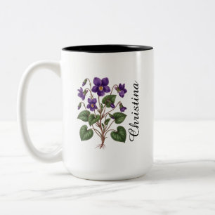 Tasse 2 Couleurs Fleur de naissance violette de février personnalis