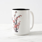 Tasse 2 Couleurs Fleur de prune rouge (Devant droit)