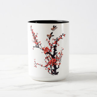 Tasse 2 Couleurs Fleur de prune rouge
