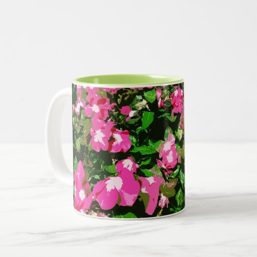 Tasse 2 Couleurs Fleur de Vinca rose (Devant gauche)