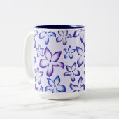 Tasse 2 Couleurs Fleur dégradée bleu violet vibrant (Devant gauche)