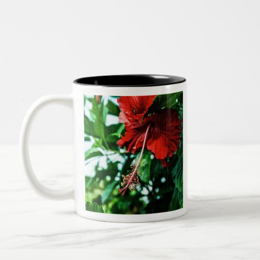 Tasse 2 Couleurs Fleur d'Hibiscus rouge (Gauche)