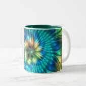Tasse 2 Couleurs Fleur d'Imaginaire lumineux, Fractale Abstraite co (Devant droit)