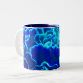 Tasse 2 Couleurs Fleur d'oeillet bleu et Turquoise (Devant gauche)