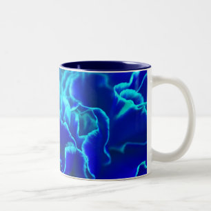 Tasse 2 Couleurs Fleur d'oeillet bleu et Turquoise
