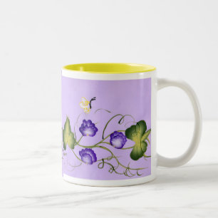 Tasse 2 Couleurs Fleur et papillon de pois doux