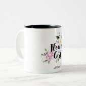 Tasse 2 Couleurs Fleur Fille Rose Floral Mariage (Devant gauche)